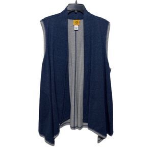 NWT Ruby Rd. Womens Open Front Blue Soft Cardigan Sleeveless Asymmetric Size XL